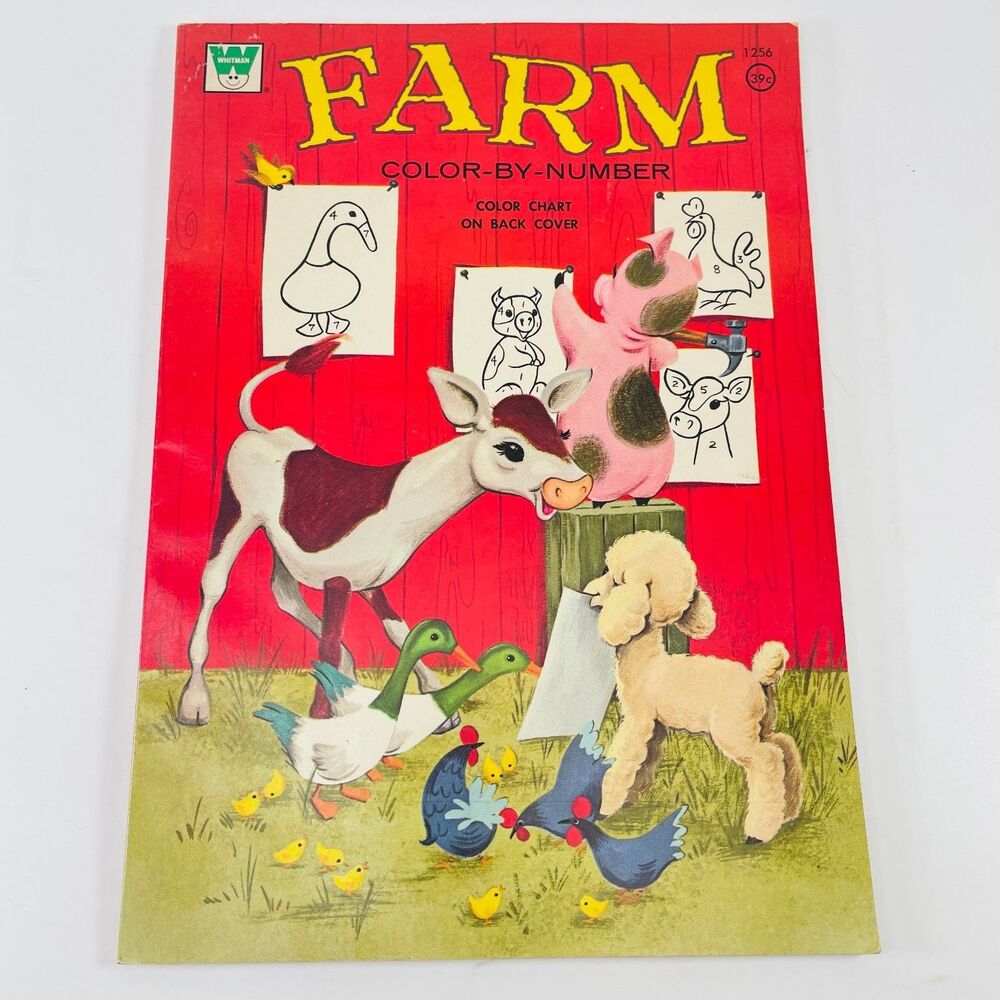 Farm Color-by-Number Whitman 1974 Vintage Children's Activity Book